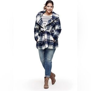 Mossimo Women's Hooded Jacket in Navy and Cream size L